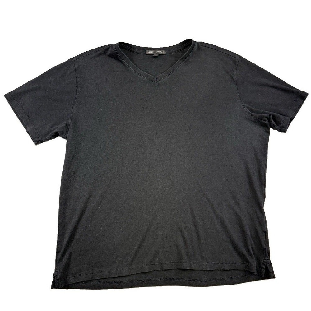 Robert Barakett Men's Black Georgia Pima Cotton V-Neck Shirt Stretch XL Normcore